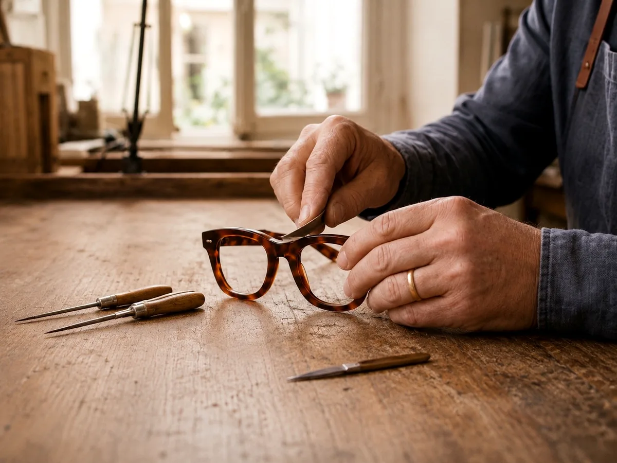 Fabrication artisanale d’une monture sur mesure dans l’atelier MIRO à Paris
